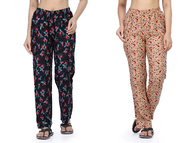 Pack of 2 Classic Cotton Printed Night Pajamas for Women