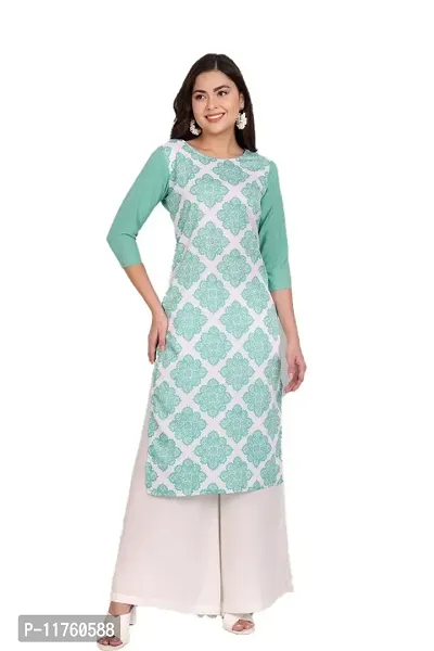 Casual Printed 3/4 Sleeve Crepe Kurta For Women