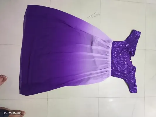 Stylish Purple Printed Georgette Gown-thumb2