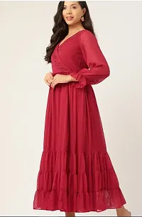 Stylish Maroon Printed Chiffon Gown-thumb1