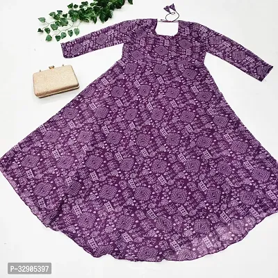 Stylish Purple Printed Georgette Gown-thumb0