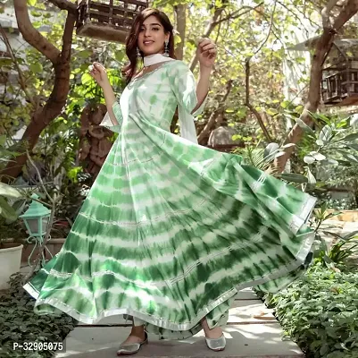 Stylish Green Printed Georgette Gown-thumb0