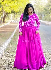 Stylish Pink Printed Georgette Gown-thumb1