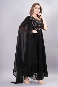 Stylish Black Printed Georgette Gown-thumb1