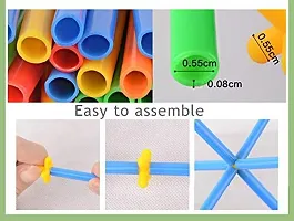 Classic 4D Diy Straw Assembly Kit Building Blocks Construction Stitching Toys 100Pcs Multicolor-thumb2