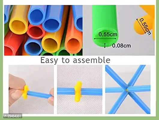 Classic 4D Diy Straw Assembly Kit Building Blocks Construction Stitching Toys 100Pcs Multicolor-thumb3