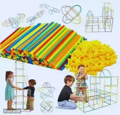 Mayne Puzzle Straw Blocks Straws Build Blocks Creative Toy For Kids Plastic Brick Setnbsp;nbsp;(90 Pieces)