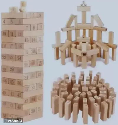 Mayne Wood Block Game Classic | Timber Tower Tumbling Game For Kids And Adultsnbsp;nbsp;(Beige)