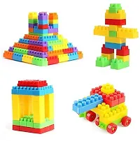 Classic Building Blocks With Wheels Toy Block Games For Kids-52 Blocks With 8 Wheels Multicolor-thumb1