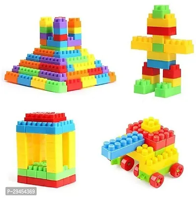 Classic Building Blocks With Wheels Toy Block Games For Kids-52 Blocks With 8 Wheels Multicolor-thumb2