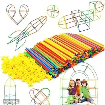 Mayne Plastic Straw Building Block Creative Smart Activity Fun And Learning Blocks 100 Pieces-thumb2