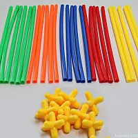 Arizon 200 Pcs Diy Plastic Brick Set 4D Space Plastic Pipe Blocks Toys Straws Connector Multicolor-thumb1