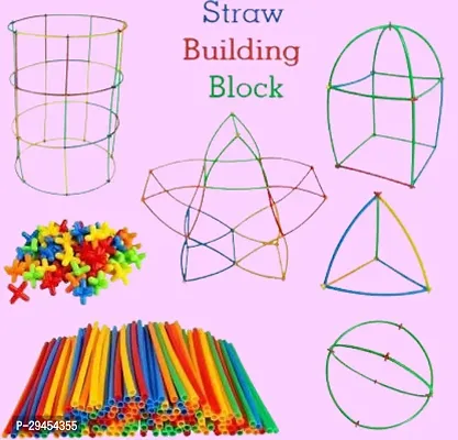 Classic Playful Development: 100-Piece Straw Construction Set For Kids Learning_2191 Multicolor