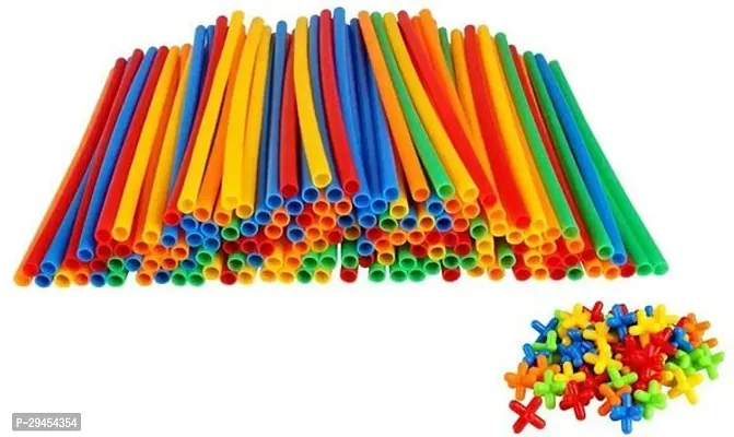 Classic Creative and Learning Straw Blocks For Kidsset-100Pcs Multicolor