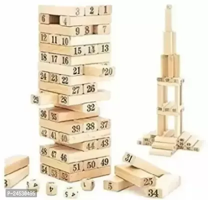 Mayne Timber Tower Tumbling Game For Kids | Wood Block Game Classic Blocknbsp;nbsp;(Beige)