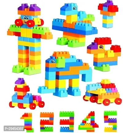 Classic Building Blocks With Wheels Toy Block Games For Kids-52 Blocks With 8 Wheels Multicolor