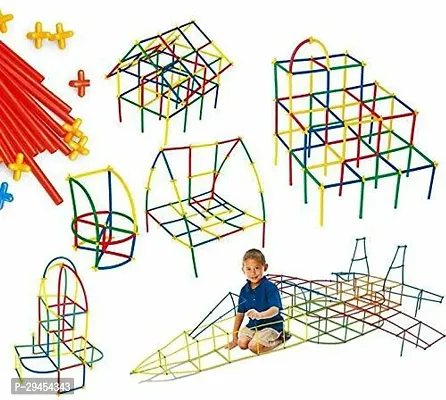 Arizon Plastic Brick Set 4D Space Plastic Pipe Blocks Toys Straws Connectors - 100+Pcs Multicolor-thumb4