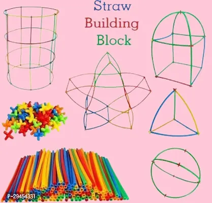 Classic Creative Minds: 100Pcs Straw Assembly Blocks For Kids Education_2177 Multicolor