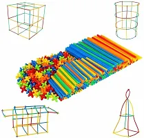 Arizon Plastic Brick Set 4D Space Plastic Pipe Blocks Toys Straws Connectors - 100+Pcs Multicolor-thumb1