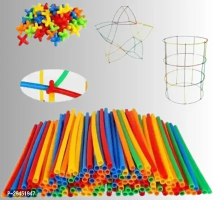 Mayne Intelligence Plastic Pipe Blocks Building Toys Straws And Connectors 150 Pieces-thumb0