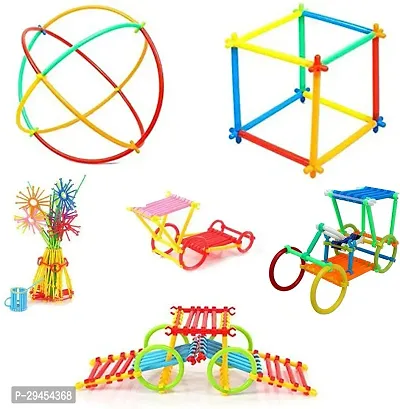 Classic Creative Puzzle Block Diy Pipe Straw and Stick Block Perfectly Made 100Pcs Multicolor