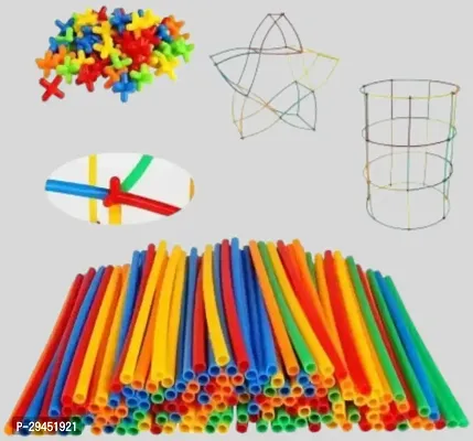 Mayne Educational Toy Game Set Pipe Blocks Building Toys Straws And Connectors 100 Pieces