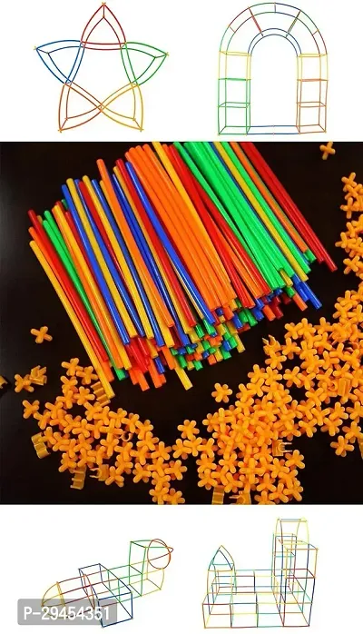 Classic 4D Diy Straw Assembly Kit Building Blocks Construction Stitching Toys 100Pcs Multicolor