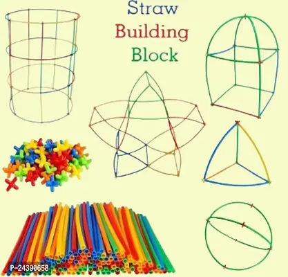 Build and Learn: 100 Straw Blocks Kit for Kids' Educational Playtime-thumb0