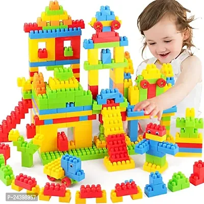 Small 100 Building Blocks Including Wheels Age 5+, Smart Activity Multi Color Bricks for Kids, Toys Multicolor-thumb0