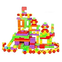 Small 100 Building Blocks Including Wheels Age 5+, Smart Activity Multi Color Bricks for Kids, Toys Multicolor-thumb1