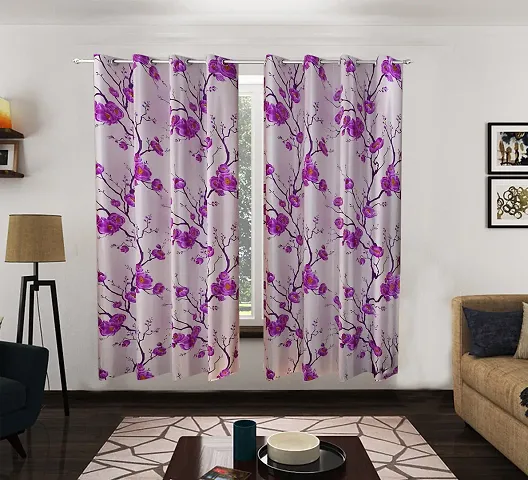NAVSANG? Designer Polyester Long Crush Floral 2 Piece Curtain Set