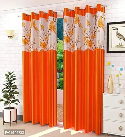 NAVSANG? Digital Patch Printed Polyester Curtains , 6 ft -Orange