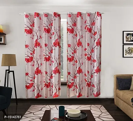 NAVSANG? Designer Polyester Long Crush Floral 2 Piece Curtain Set