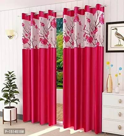 NAVSANG? Digital Patch Printed Polyester Curtains , 6 ft -Pink