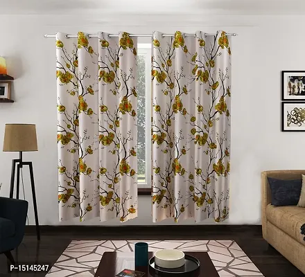 NAVSANG? Designer Polyester Long Crush Floral Curtain Set of 2 (Color - Green, Size- 6feet)