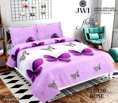 Stylish Polycotton Digital Printed Multicoloured Double Bedsheet With Pillowcovers-thumb0