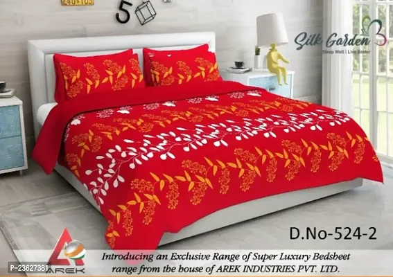 Stylish Polycotton Digital Printed Multicoloured Double Bedsheet With Pillowcovers