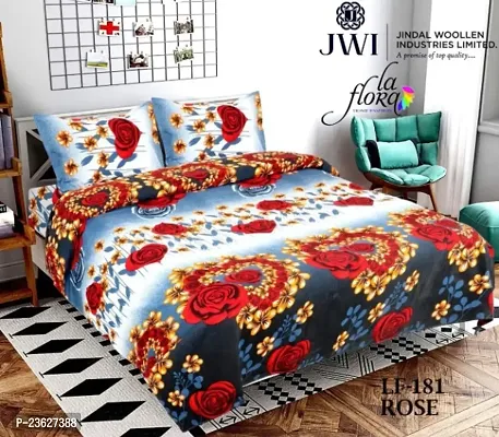 Stylish Polycotton Digital Printed Multicoloured Double Bedsheet With Pillowcovers-thumb0