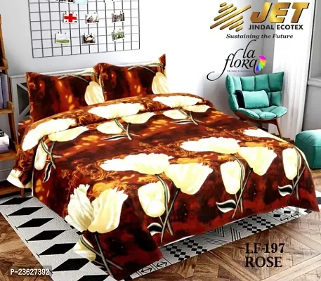 Stylish Polycotton Digital Printed Multicoloured Double Bedsheet With Pillowcovers