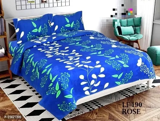 Stylish Polycotton Digital Printed Multicoloured Double Bedsheet With Pillowcovers-thumb0