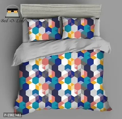 Stylish Polycotton Digital Printed Multicoloured Double Bedsheet With Pillowcovers