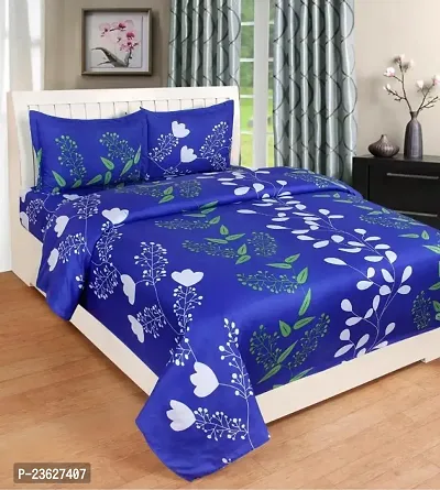 Stylish Polycotton Digital Printed Multicoloured Double Bedsheet With Pillowcovers-thumb0