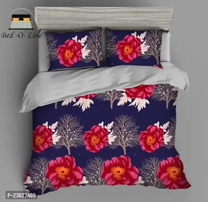 Stylish Polycotton Digital Printed Multicoloured Double Bedsheet With Pillowcovers