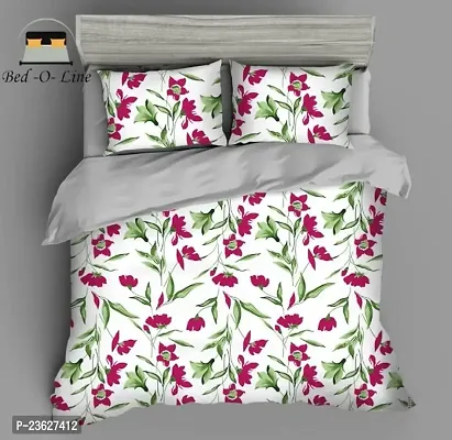 Stylish Polycotton Digital Printed Multicoloured Double Bedsheet With Pillowcovers-thumb0