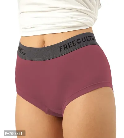 FREECULTR Antibacterial Micro Modal Boxer Brief for Women | Panty | Boxer for Girls- Pack of 2 (Rossini Red, Sangria Wine)-thumb4