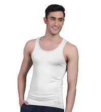 Freecultr Men's Twin Skin Bamboo Cotton Vest, Anti Microbial, Anti Odor, Breath tech Super Soft  Comfort Fit Inner wear (White  Sand, Medium, Pack of 2)-thumb1