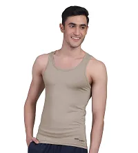 Freecultr Men's Twin Skin Bamboo Cotton Vest, Anti Microbial, Anti Odor, Breath tech Super Soft  Comfort Fit Inner wear (Charcol  Sand, X-Large, Pack of 2)-thumb1