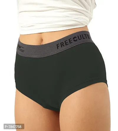 FREECULTR Antibacterial Micro Modal Boxer Brief for Women | Panty | Boxer for Girls- Pack of 2 (Seaweed Green, Martini Blue)-thumb4