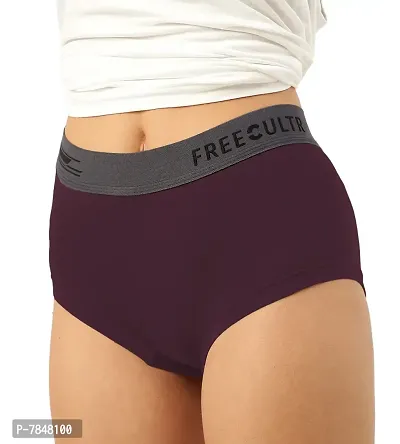 FREECULTR Antibacterial Micro Modal Boxer Brief for Women | Panty | Boxer for Girls- Pack of 1 (Sangria Wine)-thumb3