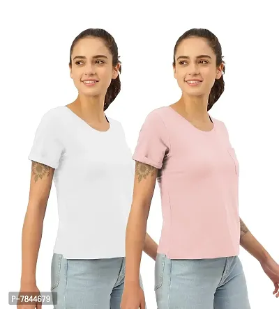 Freecultr Twin Skin Women's Lounge Tees | Tshirt | Top White, Peach